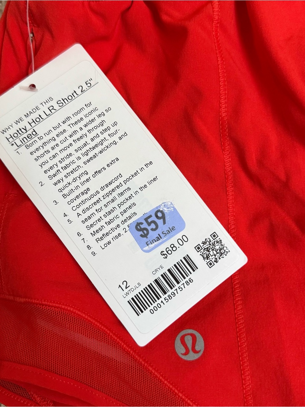 *Lululemon Hotty Hot LR Short 2.5”  Sizes 6, 12 - Picture 3 of 6